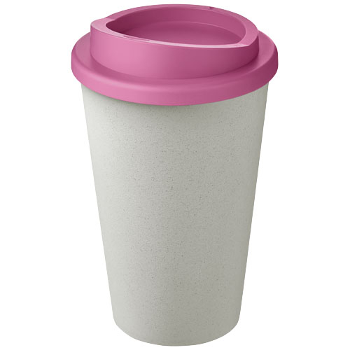 Gobelet publicitaire recyclé 350ml Americano® Blanc et Rose